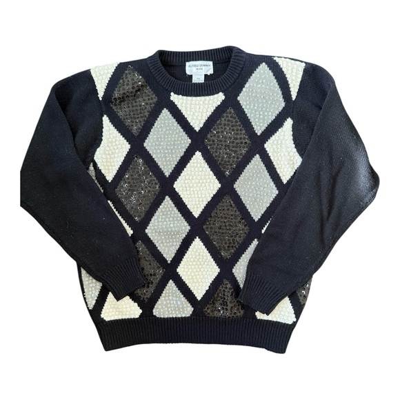 Alfred Dunner Sweaters - Vintage Alfred Dunner‎ Petite M Sweater Beaded Party Ugly Grandma Sequin Knit